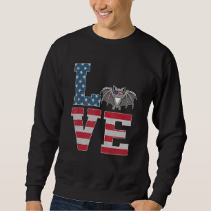 4th Of July Decor Patriotic Love Bat American Flag Sweatshirt