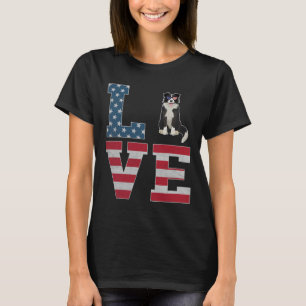 4th of July Decor Patriotic LOVE Border Collie Dog T-Shirt