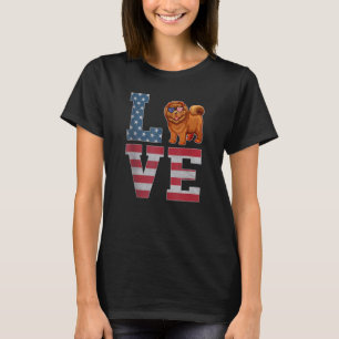 4th Of July Decor Patriotic Love Chow Chow Dog Ame T-Shirt