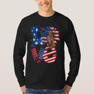 4th of July Decor Patriotic LOVE Pitbull Dog USA F T-Shirt