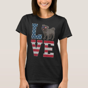 4th Of July Decor Patriotic Love Pug Dog American T-Shirt