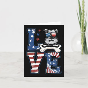 4th Of July Decor Patriotic Love Schnauzer Dog Usa Card