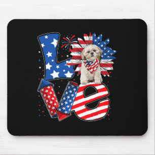 4th Of July Decor Patriotic Love Shih Tzu Dog Usa Mouse Pad