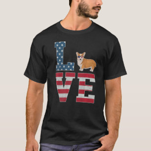 4th Of July Decor Patriotic Love Welsh Corgi Ameri T-Shirt
