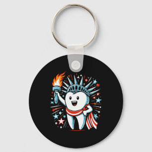 4th Of July Dentist Tooth Dental Patriotic Women M Key Ring