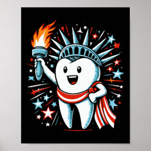 4th Of July Dentist Tooth Dental Patriotic Women M Poster