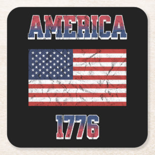 4th of July design Square Paper Coaster