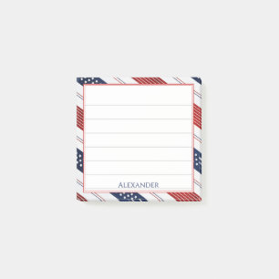  4th of July   Diagonal Stars & Stripes Pattern Post-it Notes