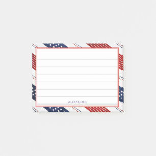  4th of July   Diagonal Stars & Stripes Pattern Post-it Notes