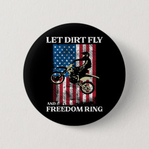 4th Of July Dirt Bike Motocross America Biker Men 6 Cm Round Badge