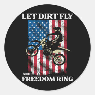 4th Of July Dirt Bike Motocross America Biker Men  Classic Round Sticker
