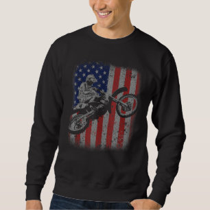 4th of July Dirt Bike Motocross American Flag MX Sweatshirt