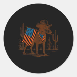 4th Of July Doberman Lover Western Desert Vibes Fr Classic Round Sticker