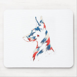 4th Of July Doberman Pinscher Usa American Flag Pa Mouse Pad