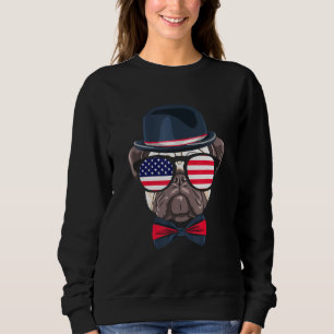 4th Of July Dog American Flag Patriotic English Bu Sweatshirt