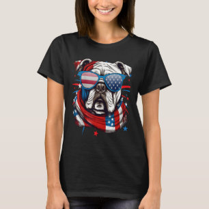 4th Of July Dog Bulldog American Flag Independence T-Shirt