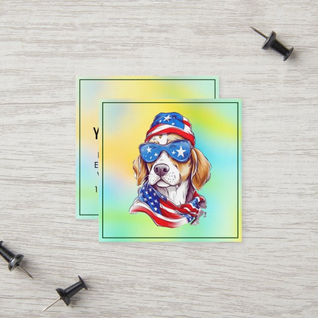 4th Of July Dog Editable Template-66361 Calling Card (Front/Back In Situ)
