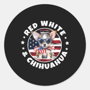 4th Of July Dog Funny Patriotic Red Classic Round Sticker