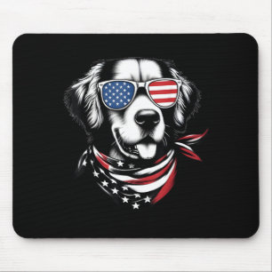 4th Of July Dog Golden Retriever Cute Patriot Men Mouse Pad
