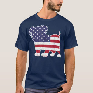 4Th Of July Dog Lover T Bulldog American Flag T-Shirt