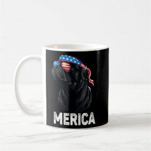 4th Of July Dog Mum Dog Dad Merica Usa Flag  Black Coffee Mug