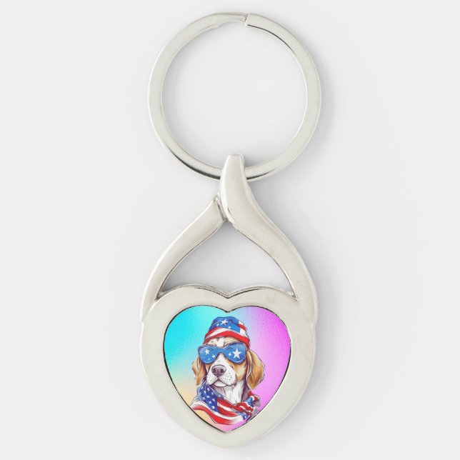 4th Of July Dog Sublimation-66361 Key Ring (Front)