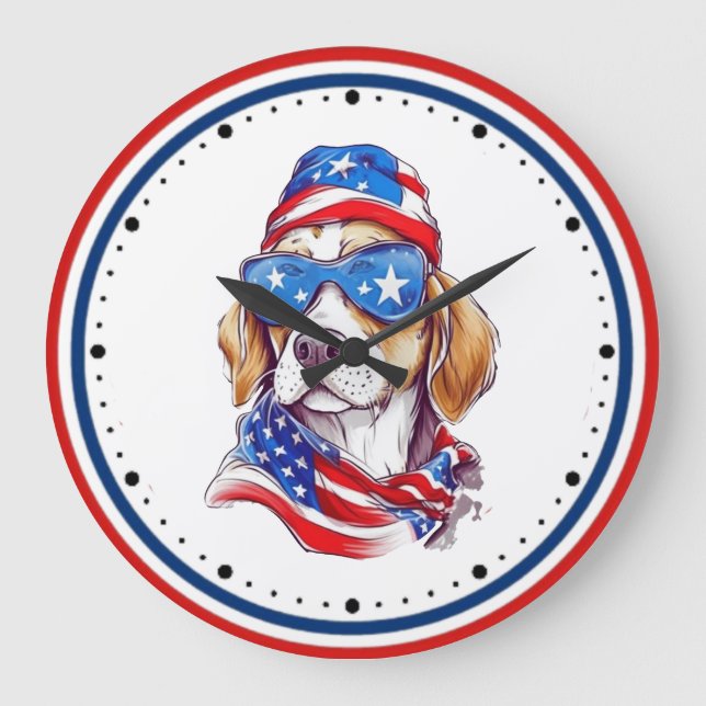 4th Of July Dog Sublimation-66361 Large Clock (Front)