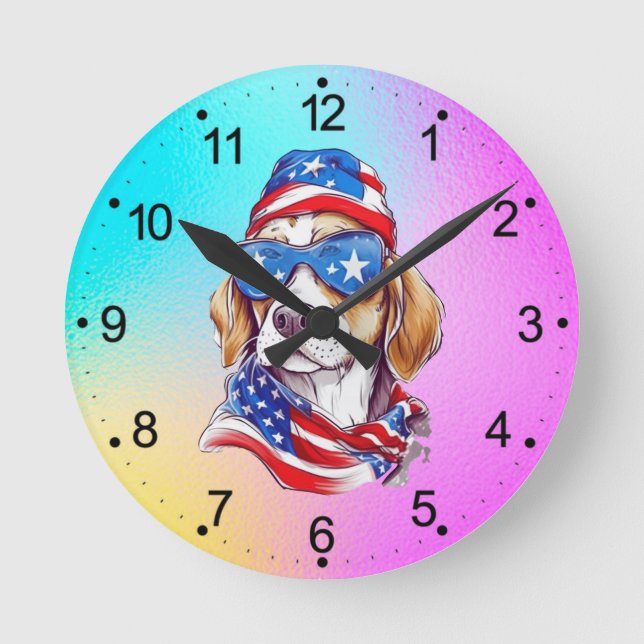 4th Of July Dog Sublimation-66361 Round Clock (Front)