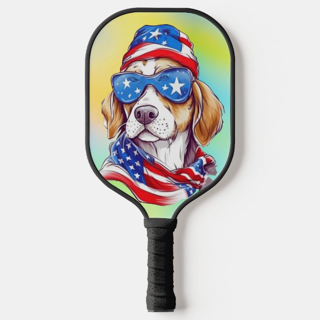4th Of July Dog Sublimation-66361 Round Clock Pickleball Paddle (Front)