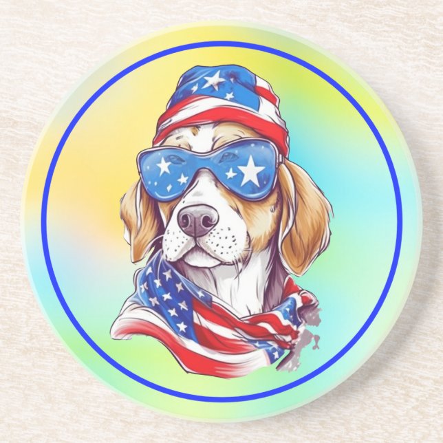 4th Of July Dog Sublimation Coaster (Front)