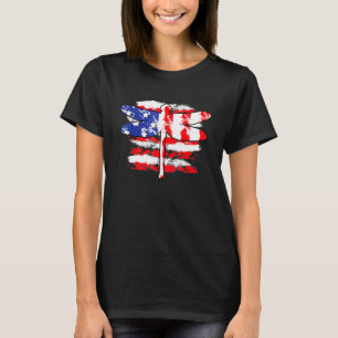 4th Of July Dragonfly American Flag Patriotic Memo T-Shirt