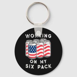 4th Of July Drinking - Working On My Six Pack Key Ring