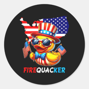 4th Of July Duck Firequacker Patriotic Fourth Of Classic Round Sticker