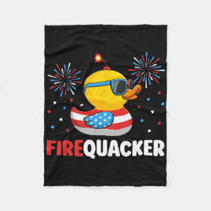 4th Of July Duck Firequacker Patriotic Fourth Of J Fleece Blanket