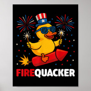 4th Of July Duck Firequacker Patriotic Fourth Of J Poster