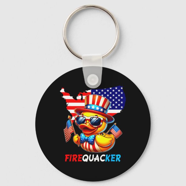 4th Of July Duck Firequacker Patriotic Fourth Of Key Ring (Front)