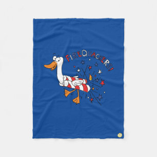4th of July Duck Kids Funny Cartoon Fleece Blanket