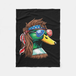 4th Of July Duck Shirt Usa Flag Funny Patriotic Du Fleece Blanket