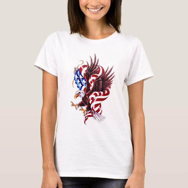 4th of July Eagle and American Flag Illustration T-Shirt (Front)
