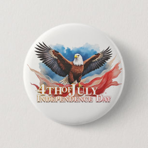 4th of July Eagle – Patriotic Art Design 6 Cm Round Badge