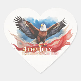 4th of July Eagle – Patriotic Art Design Heart Sticker
