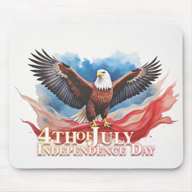 4th of July Eagle – Patriotic Art Design Mouse Pad (Front)