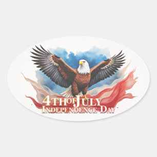4th of July Eagle – Patriotic Art Design Oval Sticker
