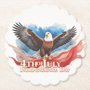 4th of July Eagle – Patriotic Art Design Paper Coaster