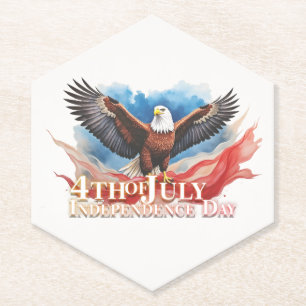 4th of July Eagle – Patriotic Art Design Paper Coaster