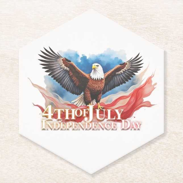 4th of July Eagle – Patriotic Art Design Paper Coaster (Front)