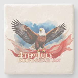 4th of July Eagle – Patriotic Art Design Stone Coaster