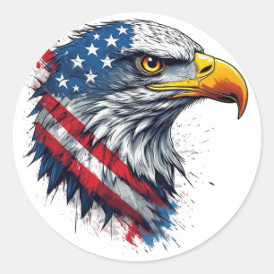 4th of July Eagle Shirt – Patriotic USA Design Classic Round Sticker