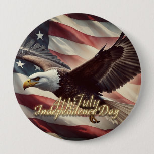 4th of July Eagle with American Flag 10 Cm Round Badge