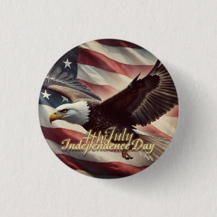 4th of July Eagle with American Flag 3 Cm Round Badge